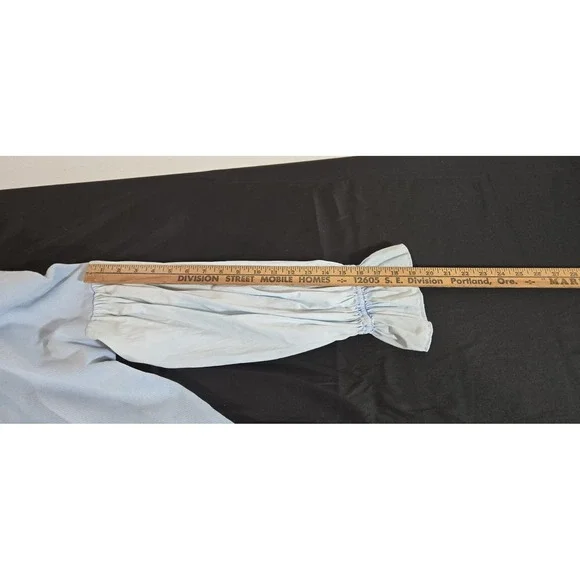 Pilcro Blue Top With Puffy Sleeves Anthropologie Brand Size Medium Spring Beach - Picture 8 of 9